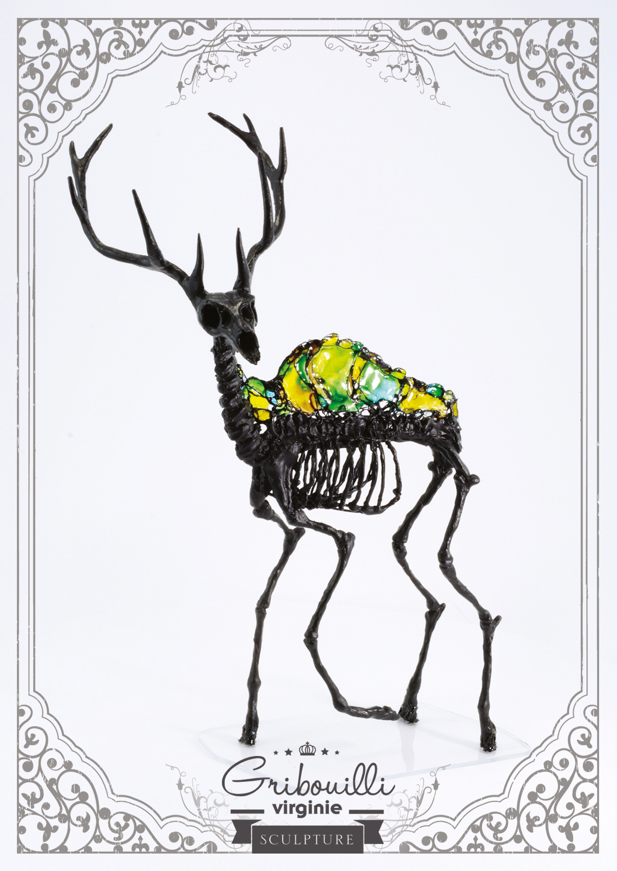 cerf squelette carte postale cerf squelette